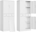 CJF Metal Storage Cabinet with Adjustable Shelves and Drawers, 71" H Locking Pantry Storage Cabinet for Office, Garage, Home, School, Utility (White) by CJF