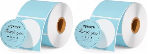 MUNBYN 2 Inch Blue Circle Thermal Labels for Inventory, 750 Sheets/1 Roll (Pack of 2) by MUNBYN