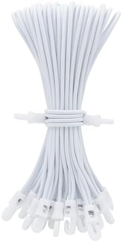 ABINLIN Small Bungee Cords with Hooks Heavy Duty 10 Inch 25 Pcs White by ABINLIN