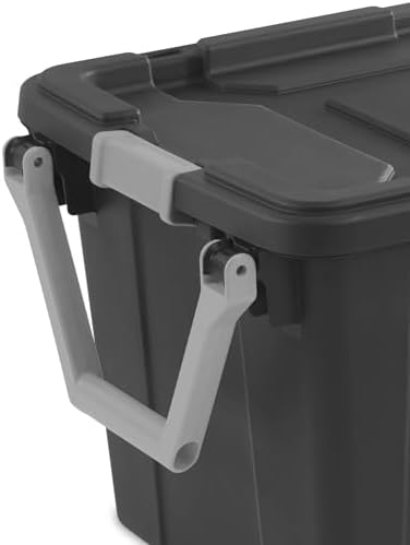 40-Gallon Industrial Storage Bin with Wheels, Heavy-Duty Resin Plastic Tool Box with Locking Lid, Workshop Garage Equipment Organizer, Deep Gray - Image 6