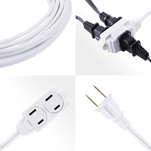 GE 3-Outlet Extension Cord with Multiple Outlets 12 Ft Extension Cord Power Strip 2 Prong 16 Gauge Twist-to-Close Safety Covers Indoor Cord UL Listed White 86235 - Image 4
