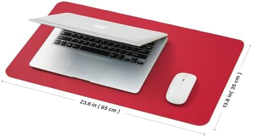 Leather Desk Mat - Small Non-Slip PU Desk Pad for Office and Home - Desk Organization and Accessories - Ideal for Large Mouse Pad and Small Desk Mats on Top of Desks (Rose Red,23.6"x 13.8") - Image 2
