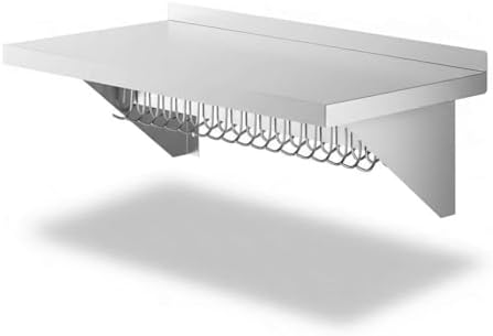 18" x 36" NSF Stainless Steel Wall Shelf, Heavy Duty Pot Pan Rack with Hooks, Commercial Kitchen by Zedfire