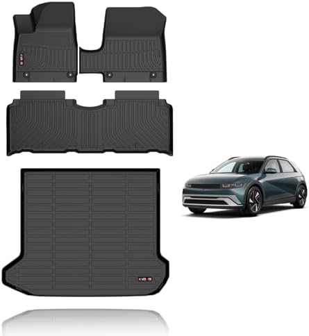 KELCSEECS Floor Mats & Cargo Liner Custom for Hyundai Ioniq 5 2025 2026 Unmovable Center Console (Fixed Center Console) All Weather Car Mat TPE Floor Liners Ioniq 5 Accessories Trunk Mat by KELCSEECS