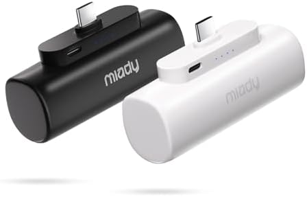 Miady 2-Pack Mini Portable Charger Built-in USB C Connector Small PowerBank by Miady