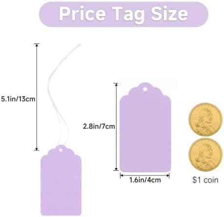 joycraft 200Pcs Gift Tags with String Attached, 2.8x1.6 in Purple Price Tags - Image 2