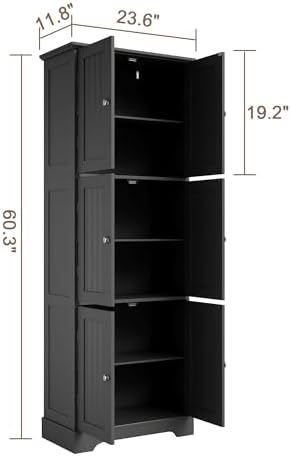 ChooChoo 63.2" Tall Bathroom Storage Cabinet with 6 Doors - Image 3