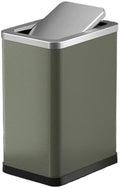 Elegant 10L Stainless Steel Trash Can with Green PU Leather Cover and 360° Swing Lid for Bathroom Bedroom and Office by Unknown