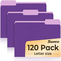 SUNEE File Folders, 120 Pack Manilla Folders 8.5 x 11, 1/3 Cut Tab for Easy Labeling and Organization, Durable Standard Paper for Home, Office, School Filing, Purple by SUNEE