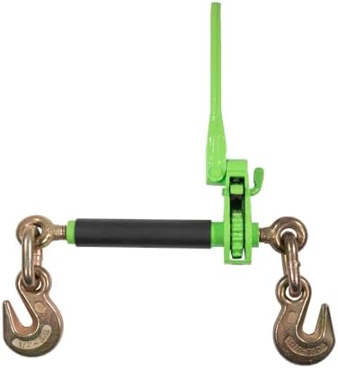 2 Pack 1/2" - 5/8" Hi-Viz Green Heavy Duty Folding Handle Ratchet Load Binder w/Grab Hook 18,100 lbs WLL | Tie Down Hauling Chain Binders for Flatbed Truck Trailer - Image 2