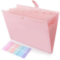 SKYDUE Expanding File Folder, Accordion File Organizer with 8 Pockets, Expandable Document Paper Receipt Holder for School Office Hospital, Letter/A4 Size Pink by SKYDUE