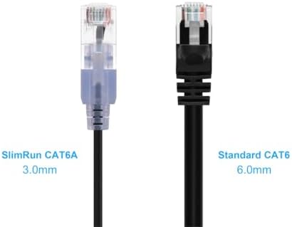Monoprice Cat6A Ethernet Patch Cable -Snagless RJ45, 550Mhz, 10G, UTP, Pure Bare Copper Wire, 30AWG,Black - SlimRun Series, 20 Feet (Pack of 12) - Image 2