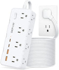 DEPOW 10Ft Extension Cord,Flat Plug Power Strip,8 AC & 4 USB Ports (2USB C) by DEPOW