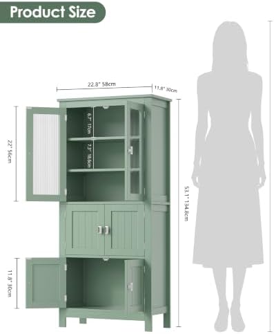 Akxomel 53.1" Tall Bathroom Cabinet 6 Doors Linen Floor Storage Cabinet - Image 3