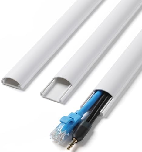 ZhiYo 85in Cord Covers for 1-2 Wires on Wall, D-Shaped 1" W x 0.4" H, White by ZhiYo
