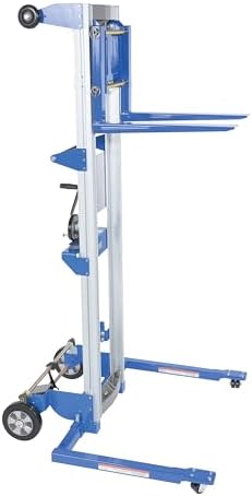 Vestil A-LIFT-S-EHP Aluminum/Steel Adjustable Straddle Manual Hand Winch Lift Trucks 350 Lb. Capacity Silver/Blue - Image 5
