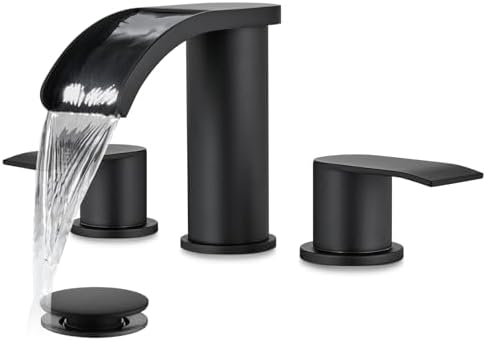 gotonovo Waterfall Bathroom Faucet 3 Hole Round Body,Matte Black by HOME