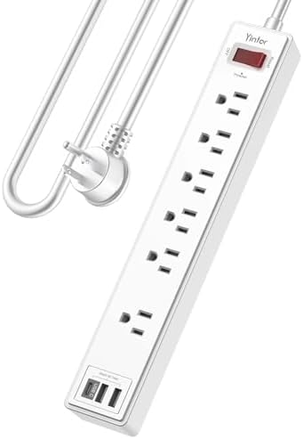 Yintar 6Ft Surge Protector Power Strip with 6 Outlets & 3 USB Ports, White by Yintar