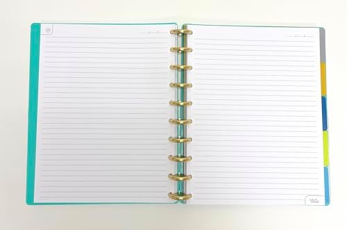 Talia Discbound Notebooks, Planner, Customizable, With 1" Gold Discs (Celestial Turquoise, Midsize (7.5in x 9.75in)) - Image 2