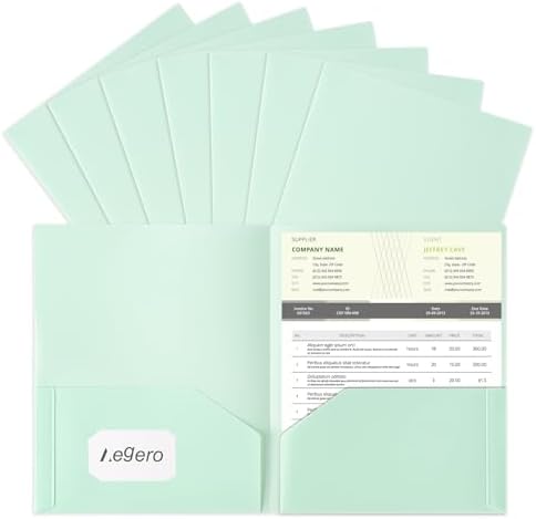 Aegero Plastic Folders with Pockets (7 Pack, Light Green) by Unknown