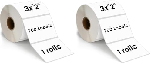 ESSENTIAL 3"x2" Direct Thermal Barcode Labels, Shipping Label, Compatible with Arkscan & Zebra Label Printers, 700 per Roll (1 Roll) (Pack of 2) by ESSENTIAL