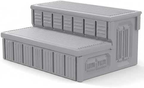 Hot Tub Steps, Outdoor Spa Steps with Storage, Non-Slip & Sturdy Hot Tub Stairs, 36 Inches Long (Light Gray) by MARKETTY