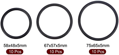 MECCANIXITY Nitrile Rubber O-Rings 58mm 67mm 75mm OD 48mm 57mm 65mm ID 5mm Thick Seal Gasket, Black 30in1 Set - Image 3