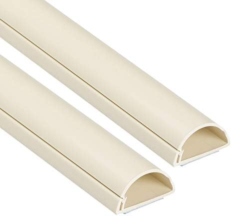 D-Line Half Round Cord Hider, Patented Cable Cover, Hide TV Wall Mount Wires, Raceway for Cords, Decorative Wire Covers, Paintable, Adhesive Cable Concealer - 2X 1.18in W x 0.59in H x 39in L - Beige by D-LineUSAinc
