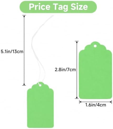 joycraft 200Pcs Gift Tags with String Attached, 2.8x1.6 in Green Price Tags - Image 2