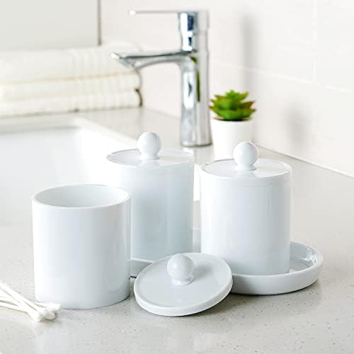SheeChung Acrylic Vanity Tray, Bathroom Makeup Organizer Countertop, White - Image 2