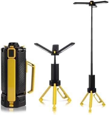 15000mAh Rechargeable Telescopic Camping Light, Portable Flashlight & Lantern with Reinforced Tripod Base, Height Adjustable Dimmable Tent Light, Power Bank for Outdoor BBQ, Hiking, Job Site, Yellow by CuLiDing