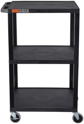 Luxor UCPL1 42"H 3-Shelf Utility Cart - Black - Image 2
