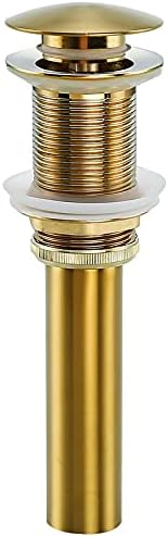 Bathroom Sink Drain Brushed Dark Gold Pop Up Drain Without Overflow,Brass Drain Push Pop for Vessel Sink Drain Stopper with Removable Brass Strainer Basket,83606CB. by SWHYGER