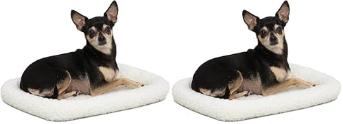 MidWest Homes for Pets QuietTime XXS Dog Bed – White Fleece Bolster, Ultra-Soft and Machine Washable, Fits 18-Inch Crates and Carriers, for Small Dogs and Cats (Pack of 2) by MidWestHomesForPets