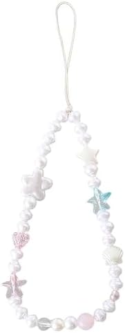 Beaded Phone Charm Lanyard Strap Girly Style Fixed Beads Pearl Lanyards by Staqlo