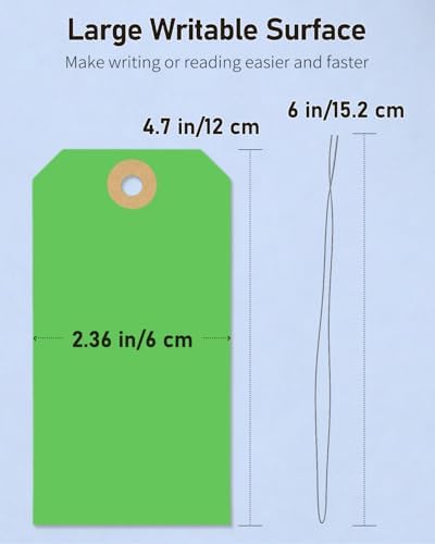 Uniclife 100 Pcs Green Blank Shipping Tags with Wire Attached 4.7 Inch Paper Tags Hang Tag with Reinforced Eyelet Large Marking Label Writable Price Inventory Label Tag, 4.7" x 2 3/8" - Image 6