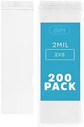 2" x 8" Zip Bags, 200 Pack, 2 Mil, Reclosable for Incense Packaging, GPI by GPI