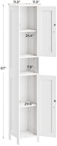Homleke Tall Bathroom Storage Cabinet with 2 Doors, Slim Bathroom Cabinet - Image 3