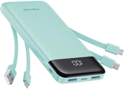 charmast 10000mAh Power Bank Portable Charger with 4 Built-in Cables by charmast