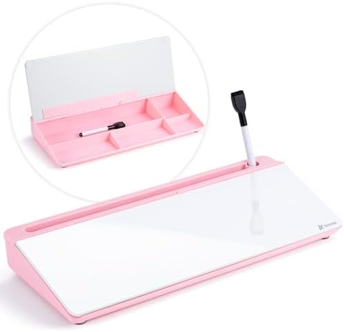 Varhomax Glass Desk Whiteboard with Storage, Desktop Organizer by Varhomax
