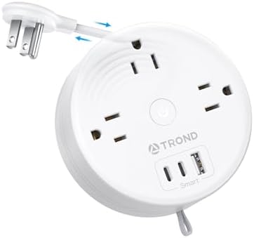 TROND Travel Power Strip, Retractable Extension Cord 5ft, Cruise Essentials by TRONDOfficial