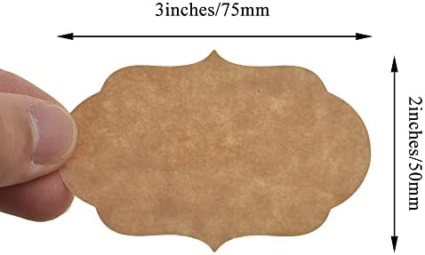 HAHIYO 3*2Inches 150Pcs Natural Brown Kraft Sticker Rectangles of 3 different shapes Label Sticker Roll Blank label Sticker to Write On Permanent Adhesive Dot Sticker for Jar Canning Label Price Tag - Image 4