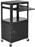 YITAHOME Steel AV Cart with Locking Cabinet & Keyboard Tray Black by YITAHOME