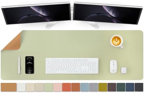 Large Cork Desk Mat - 47.2"x 17" Desk Pad for Office and Home - Ideal for Large Mouse Pad and Desk Mats on Top of Desks(Light Green) by HOMIEAZICOZI