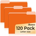 SUNEE File Folders, 120 Pack Manilla Folders 8.5 x 11, 1/3 Cut Tab for Easy Labeling and Organization, Durable Standard Paper for Home, Office, School Filing, Orange by SUNEE