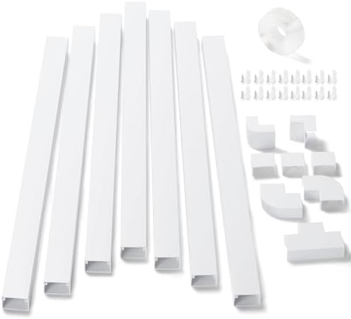126in Cord Hider Kit, ZhiYo Wire Hiders for TV on Wall, Paintable Cable Management Kit, Wire Cover for Wall Mount TV, White Cable Raceway, Cord Cover Wire Management Kit, 8 x L15.7in W1.18in H0.67in by ZhiYo