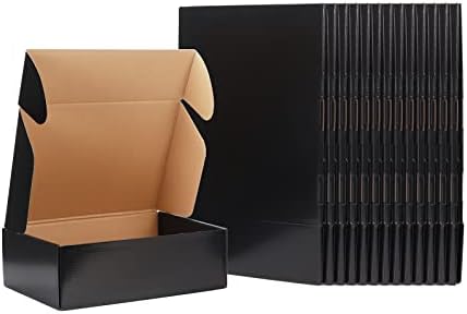 EXYGLO Shipping Cardboard Boxes for Small Business, Packing and Mailing, 12x9x4 - Pack of 20, Black by EXYGLO
