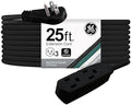 GE 3-Outlet Flat Extension Cord 25 Ft Grounded Extension Cord with Multiple Outlets 3 Prong Outlet Extender Flat Plug Power Strip Indoor Extension Cord 16 Gauge UL Listed Black 69921 by Unknown