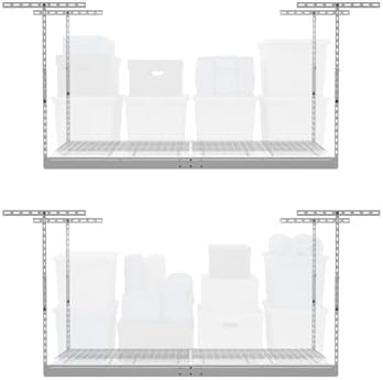 MonsterRax 2-Pack 4x6 Overhead Garage Storage Rack, White, 24"-45" Height by MonsterRAXStorageSolutions