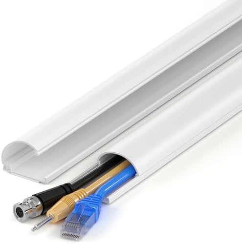 ZhiYo 34in Cord Hider for 2-3 Wall-Mounted TV Wires, 1.2"W x 0.55"H, White by ZhiYo
